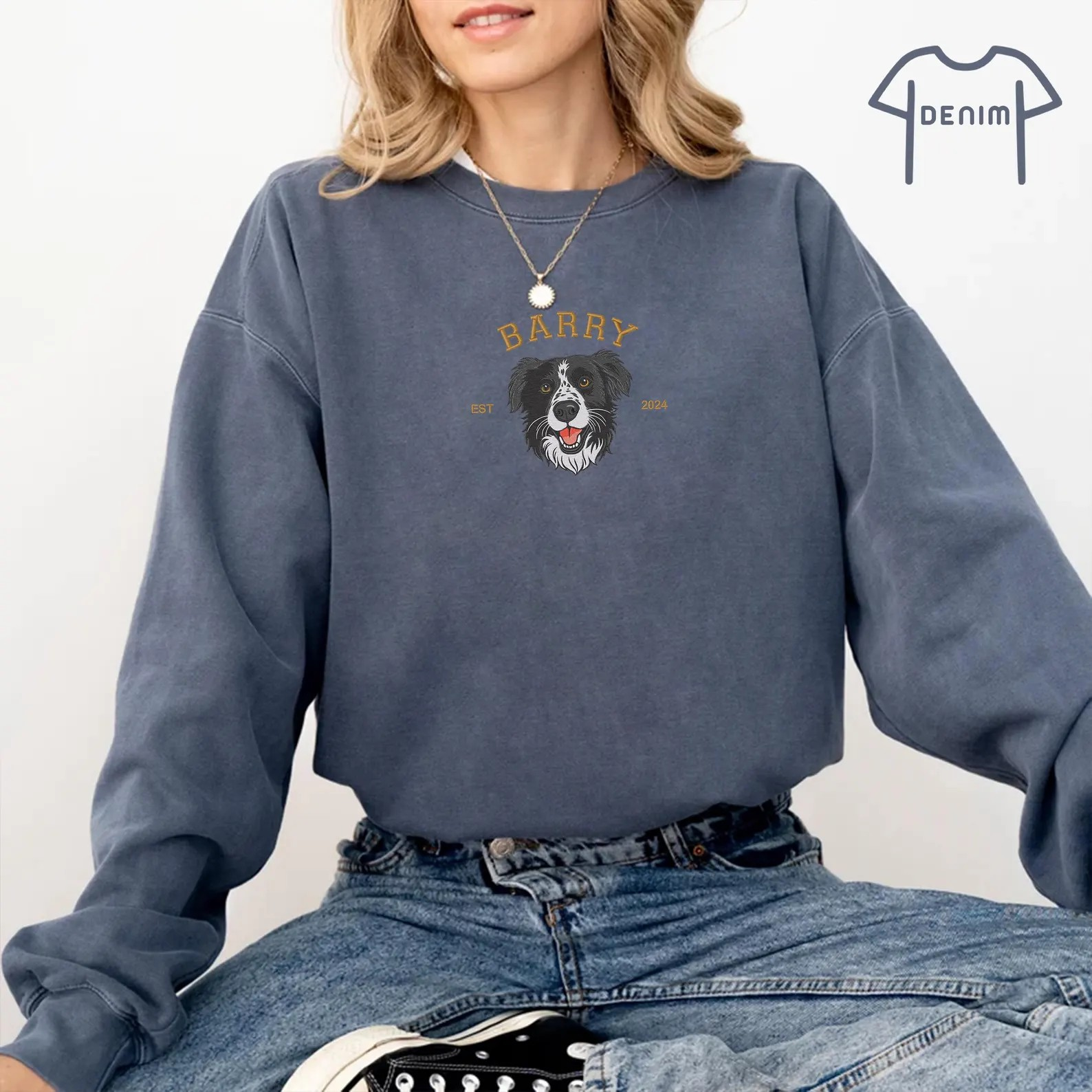 Áo Sweatshirt Comfort Colors® Thêu Hình Thú Cưng 🐾✨