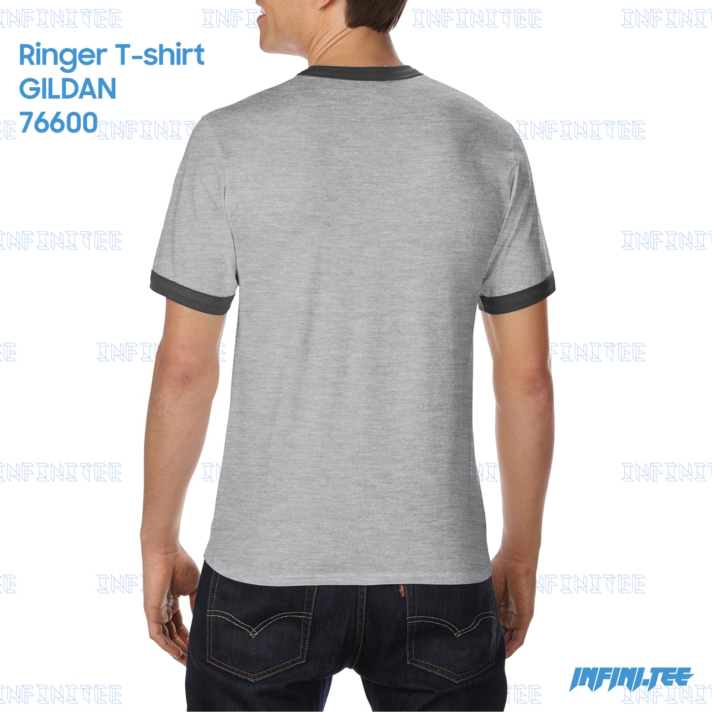 RINGER T-shirt 76600 GILDAN - SP GREY