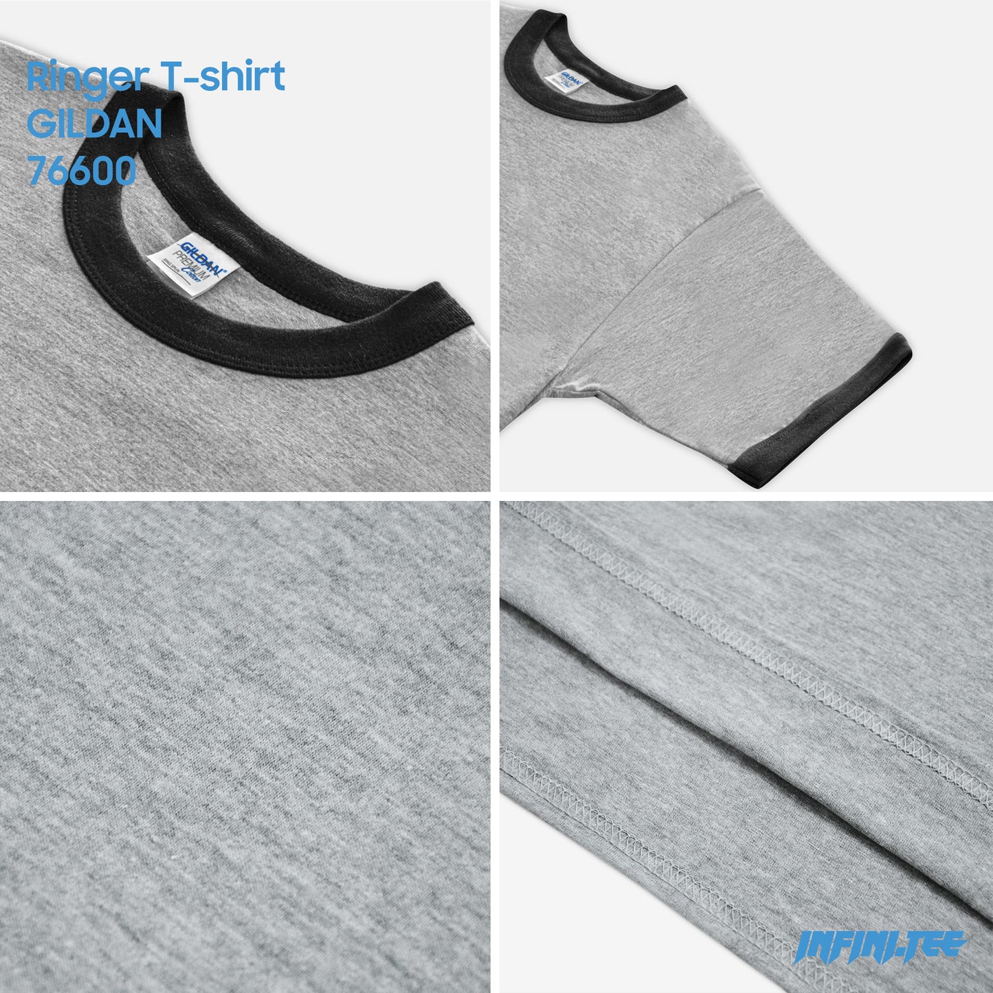 RINGER T-shirt 76600 GILDAN - SP GREY