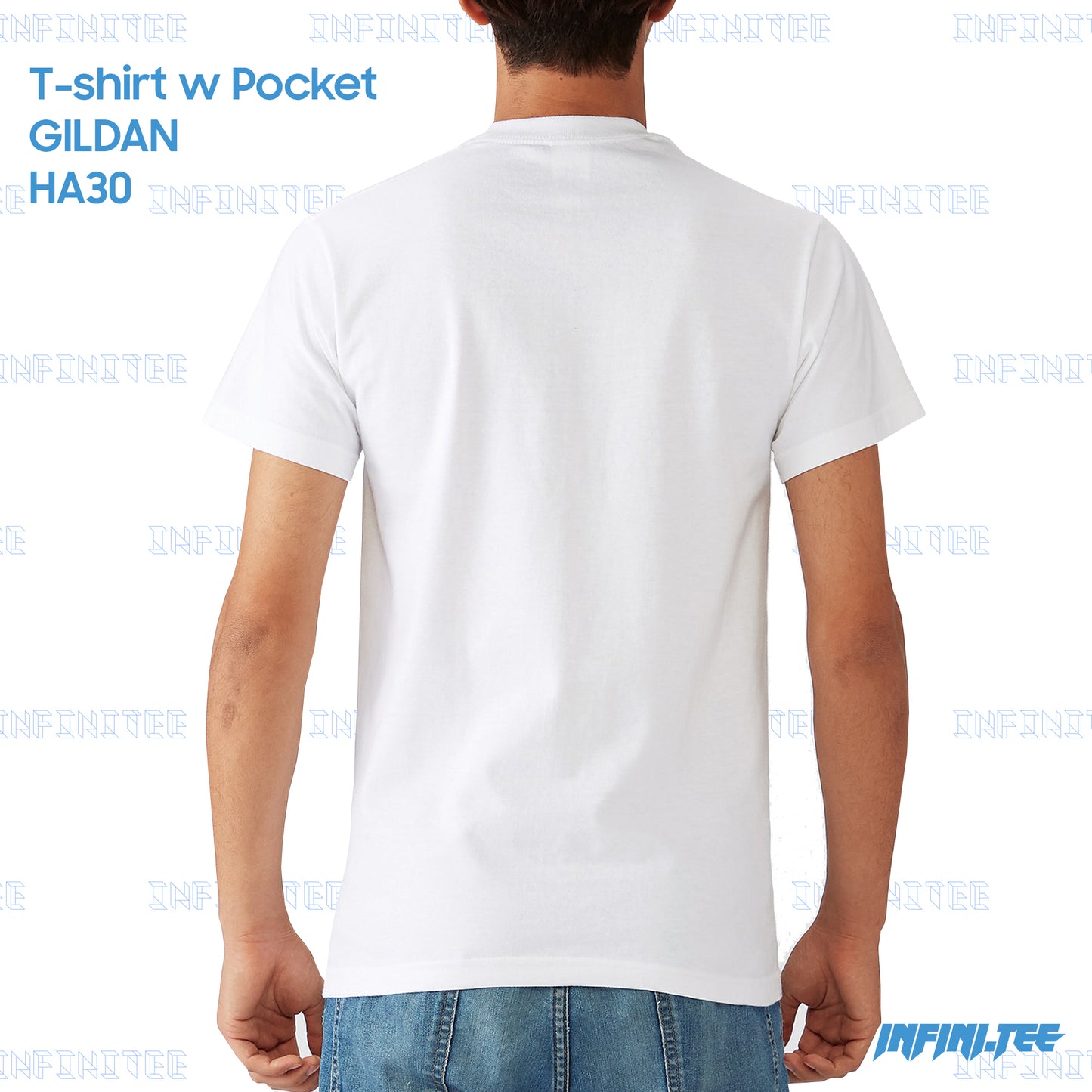 T-SHIRT w POCKET HA30 GILDAN - WHITE