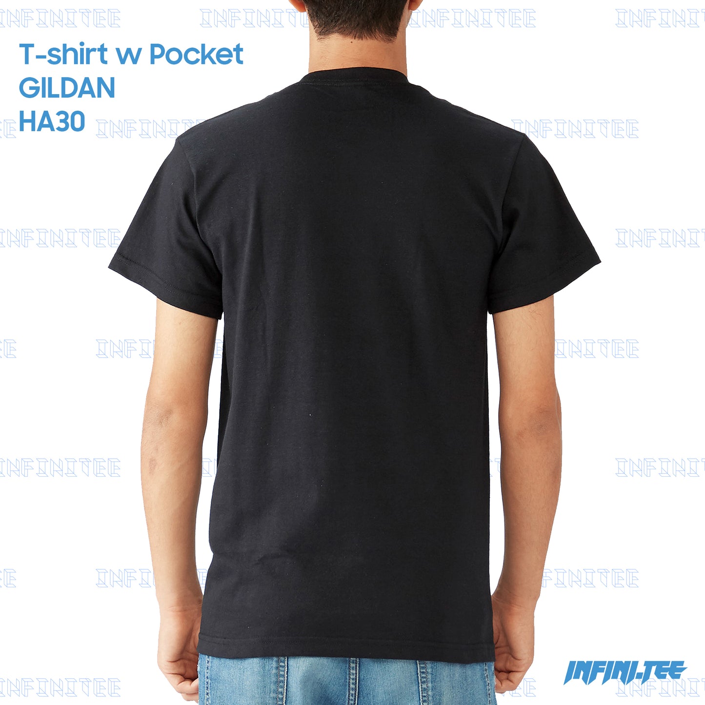 T-SHIRT w POCKET HA30 GILDAN - BLACK