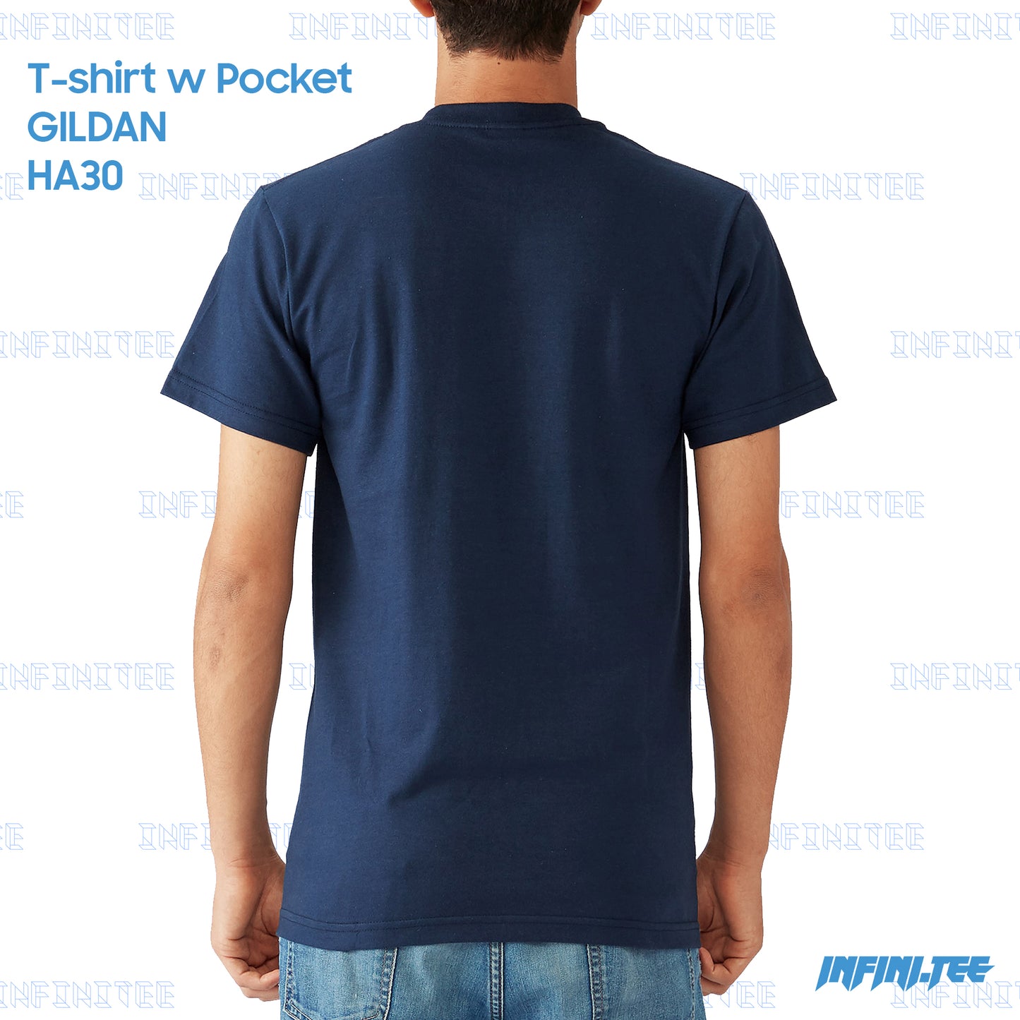 T-SHIRT w POCKET HA30 GILDAN - NAVY