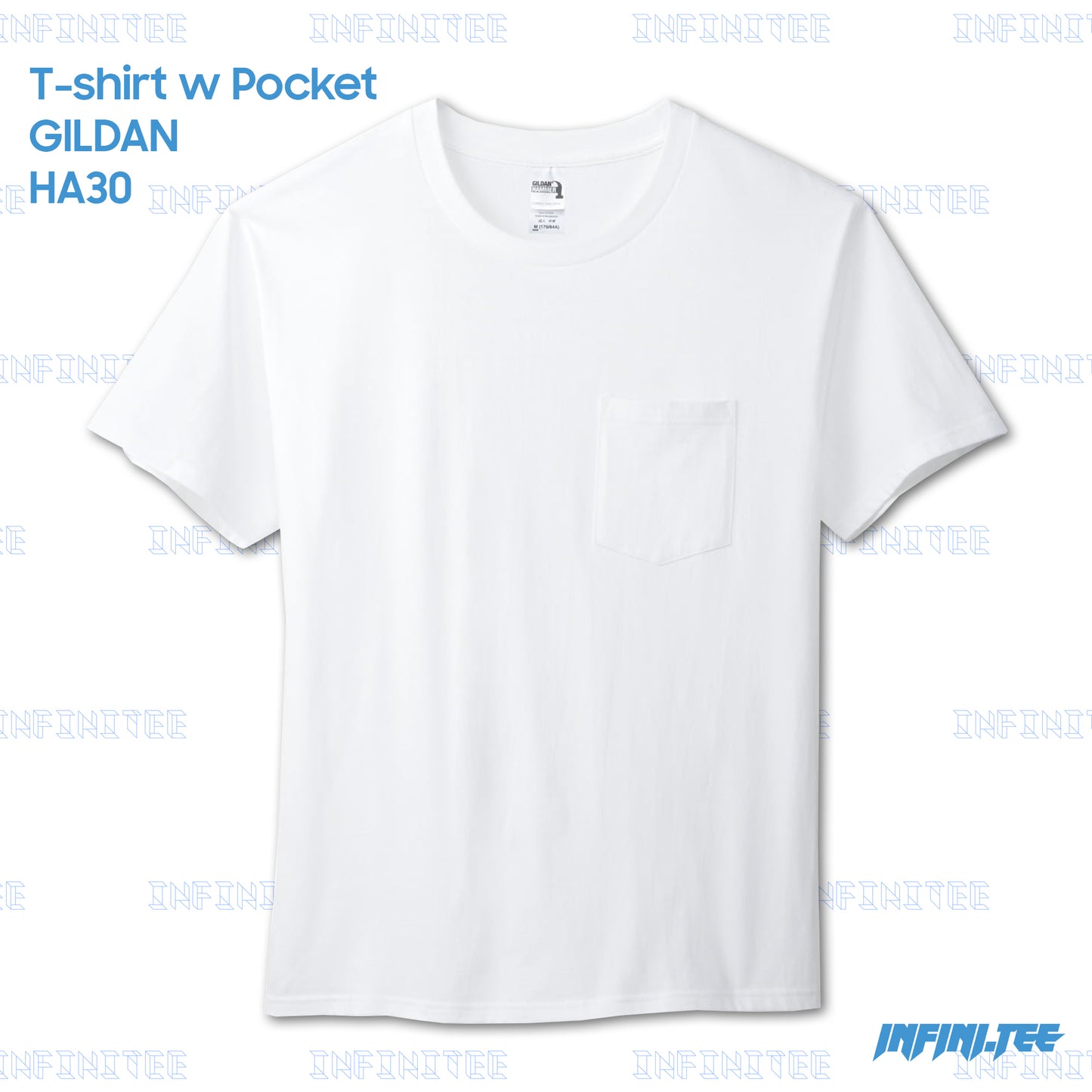 T-SHIRT w POCKET HA30 GILDAN - WHITE