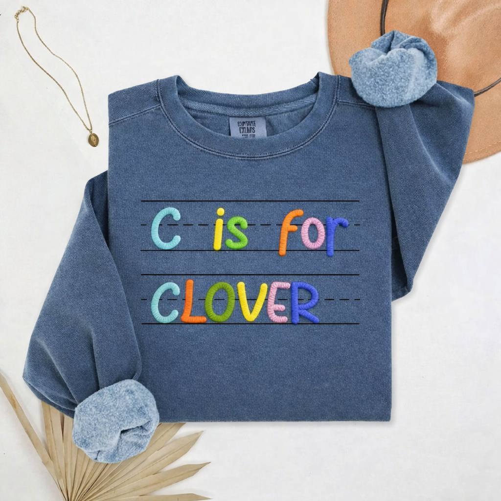 Áo thêu Custom Name Alphabet Sweatshirt – “C is for Charlie” – Personalized Kids/Family Gift