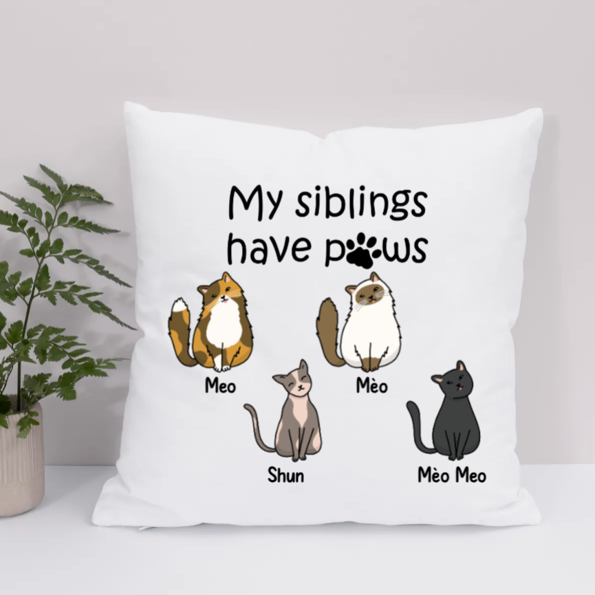 Eco Pillow Custom - My sibling has paws - Frontal - Cat