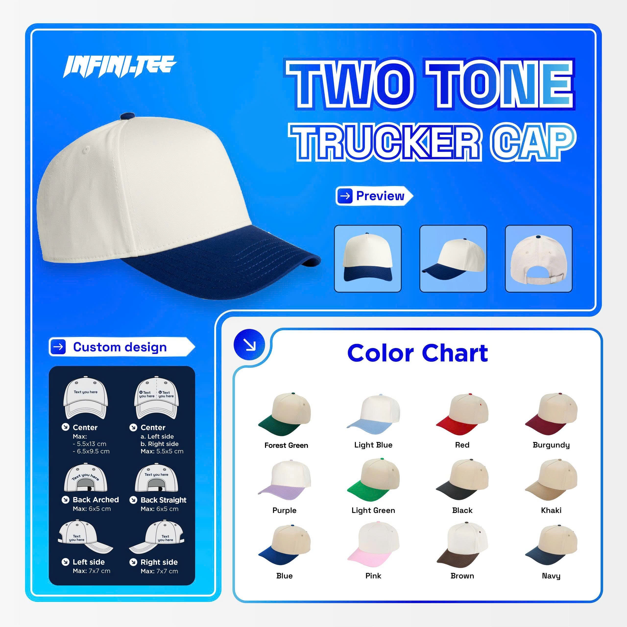 Unisex Blank Two Tone Trucker Cap