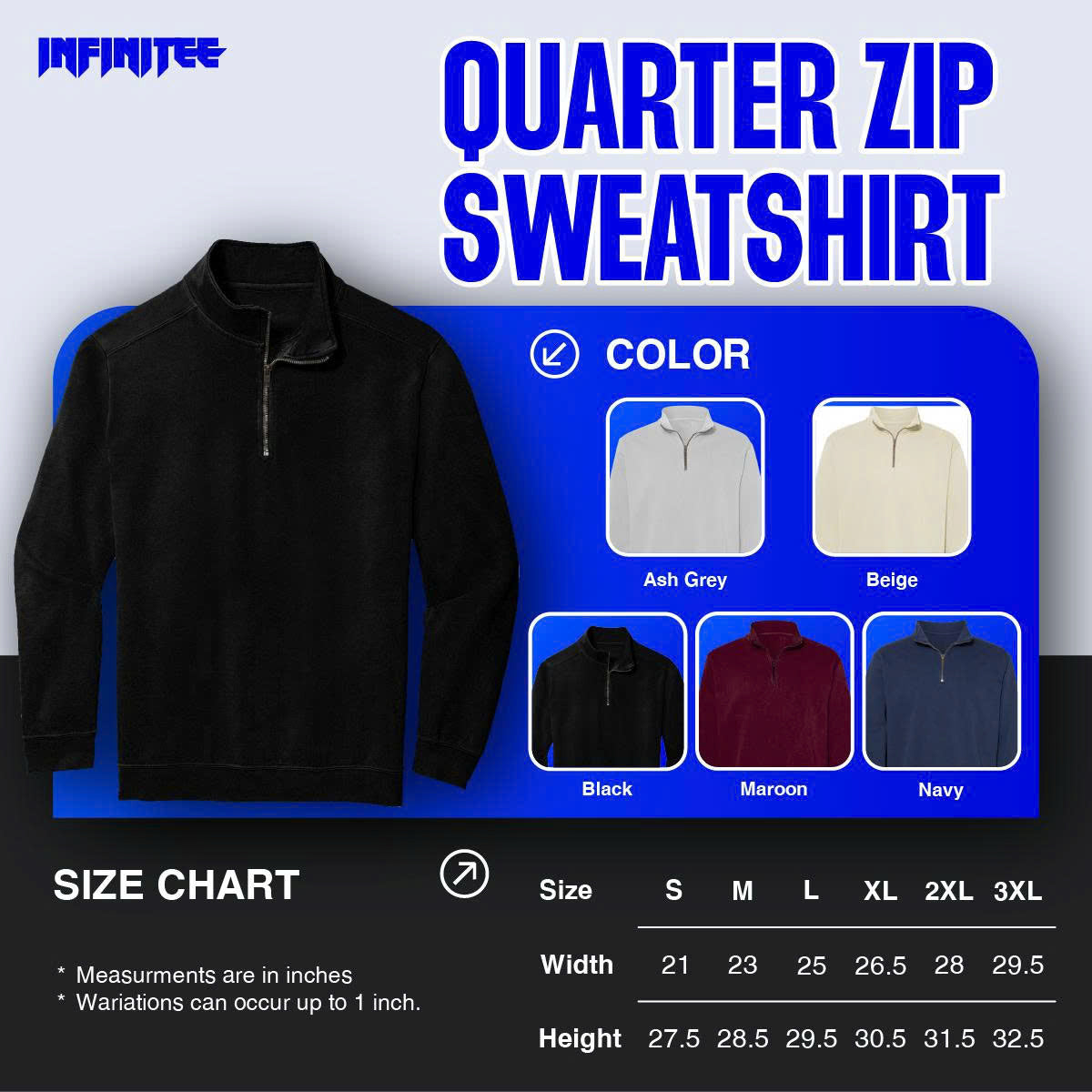 Unisex Blank  Quarter 1/4 Zip VN285