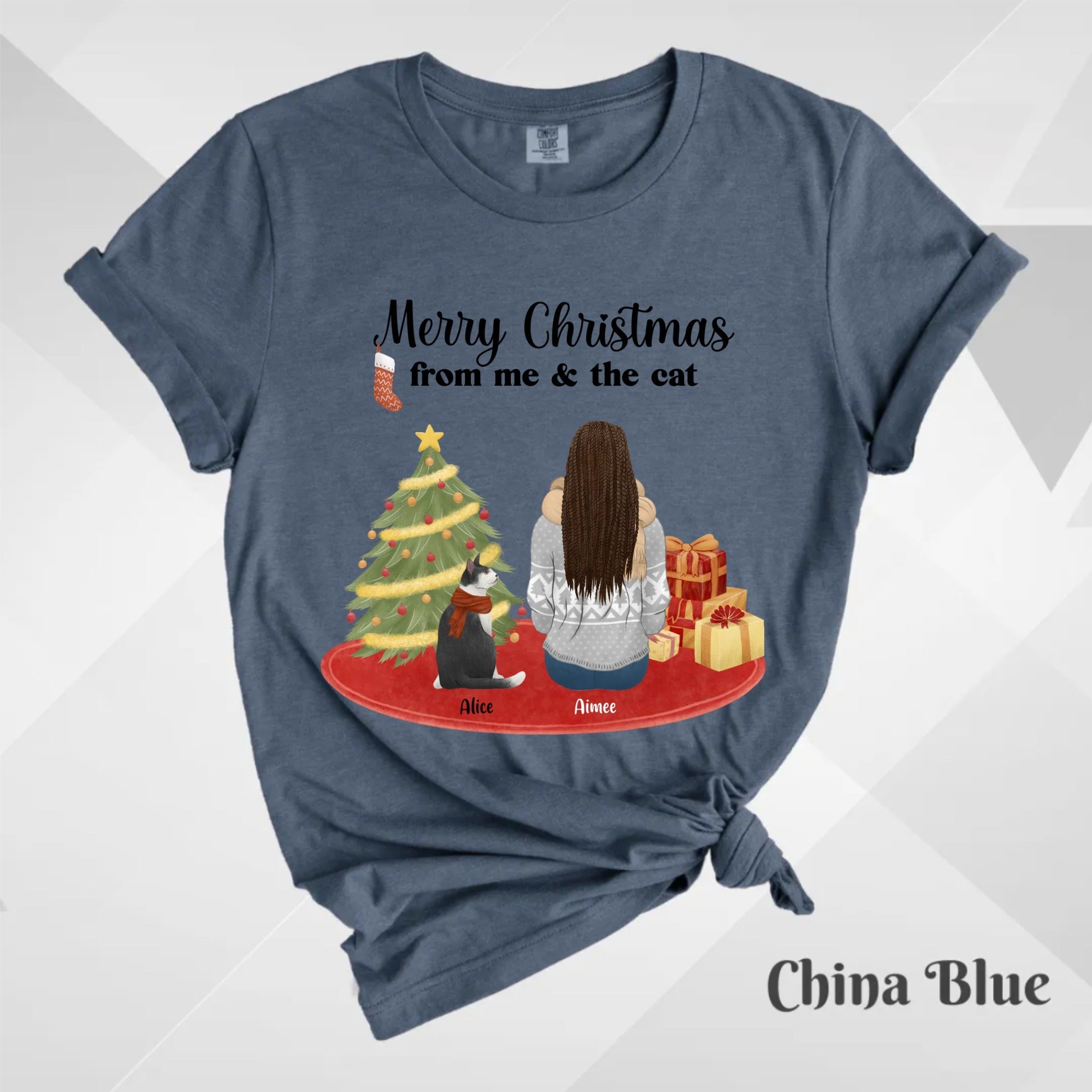 Custom T-Shirt, Comfort Colors® 1717 - Merry Christmas From Me & The Cats