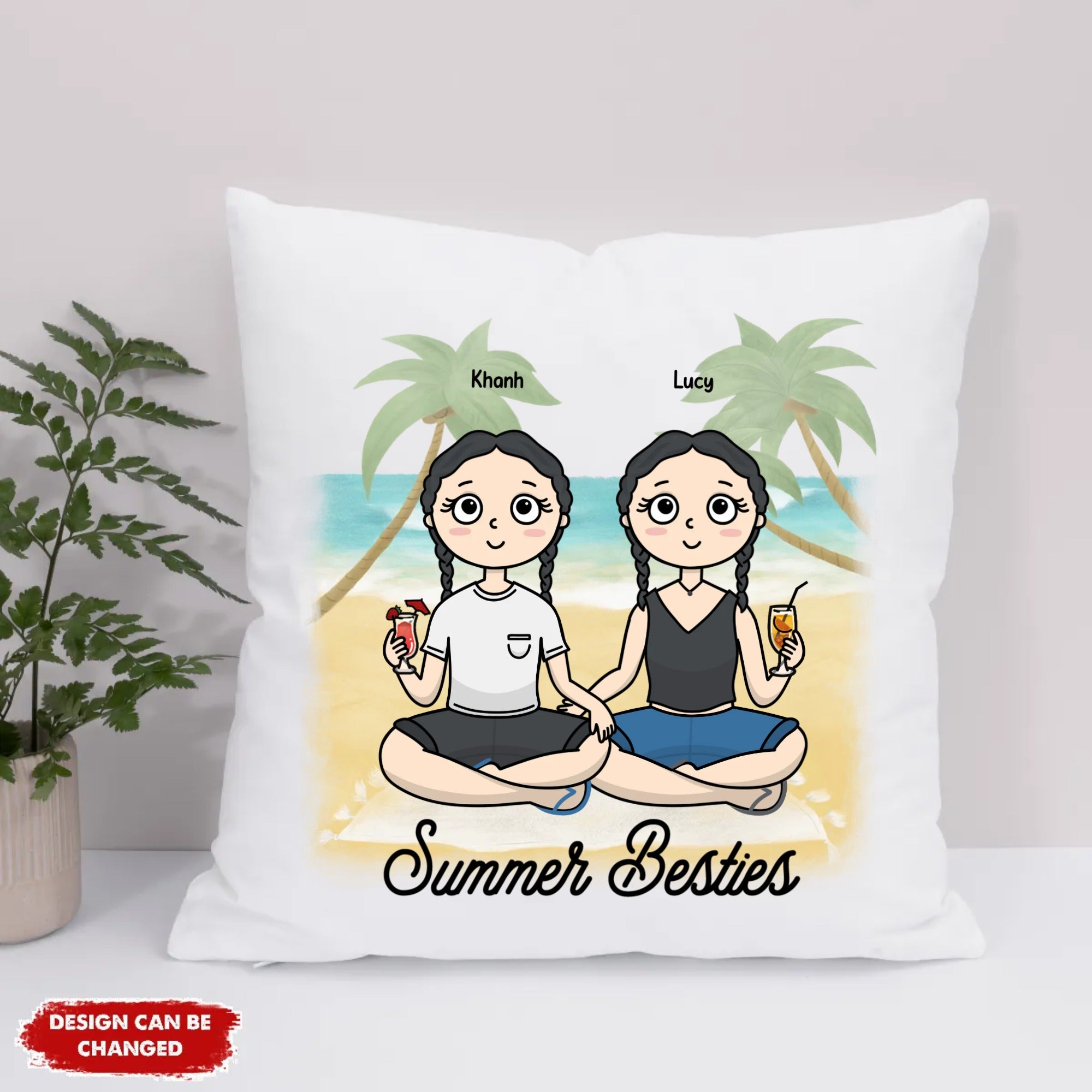 Eco Pillow Artwork - Summer BFFs - Kawaii style (Woman)