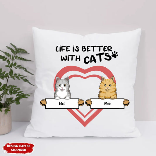 Eco Pillow Artwork - Life is better with cats (Cats Frontal)