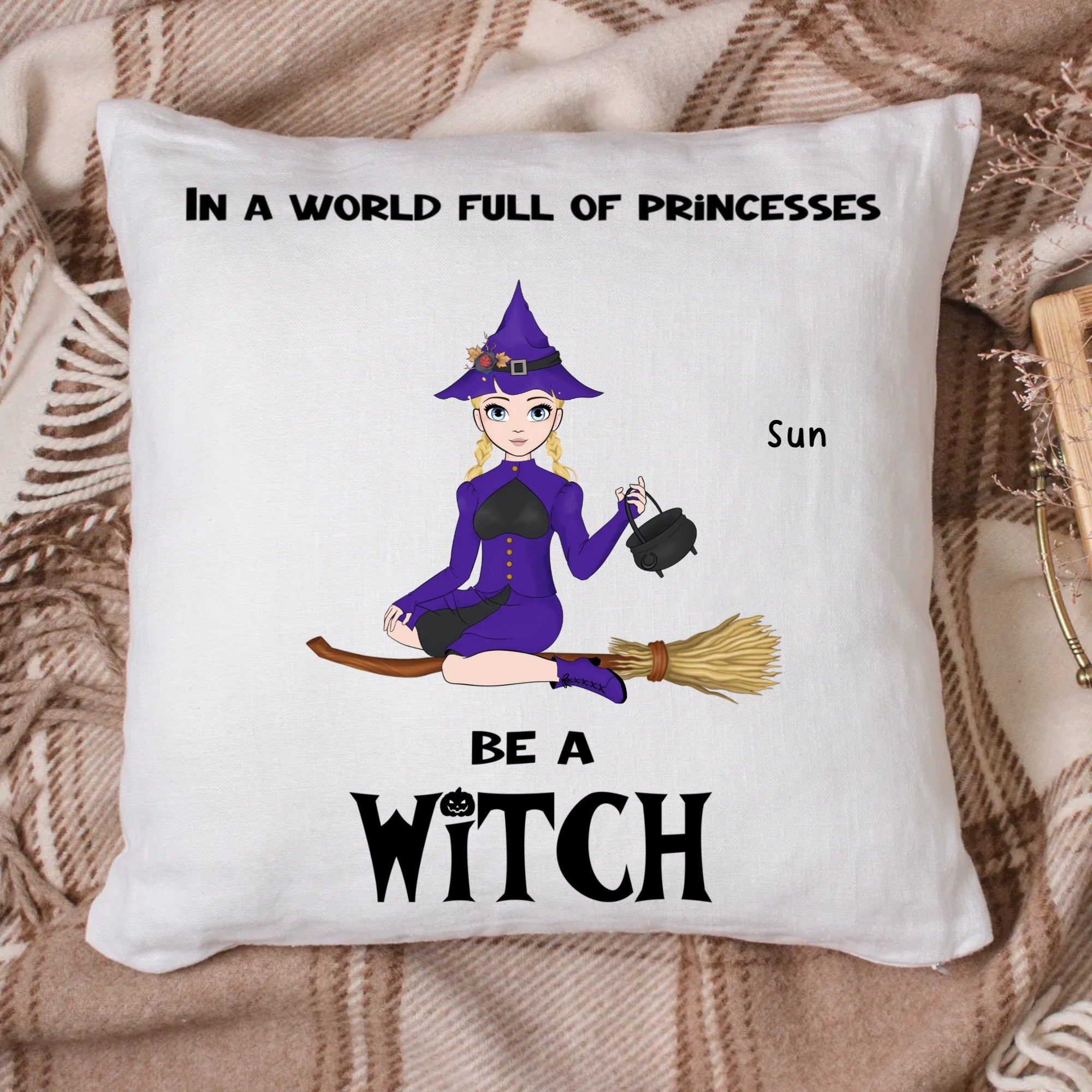 Eco Pillow Artwork Halloween - In a world full of princesses be a witch