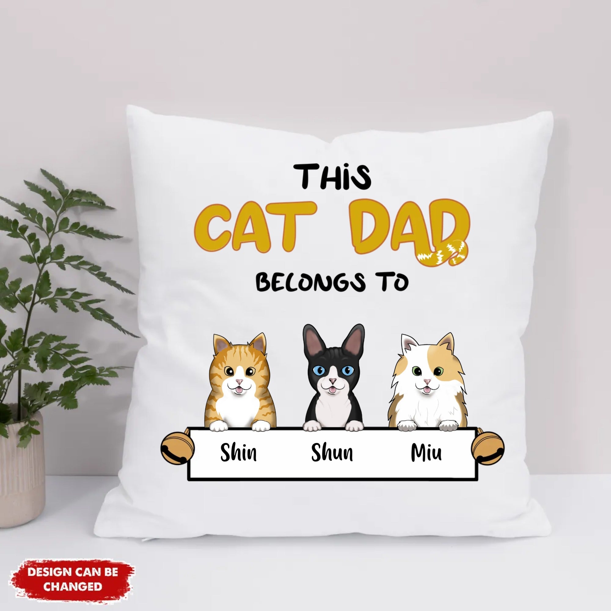Eco Pillow Artwork - This cat dad/mom belongs to (Frontal)