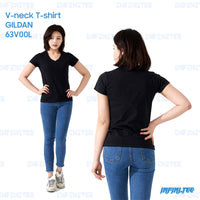 Ladies V-NECK T-shirt 63V00L GILDAN - BLACK