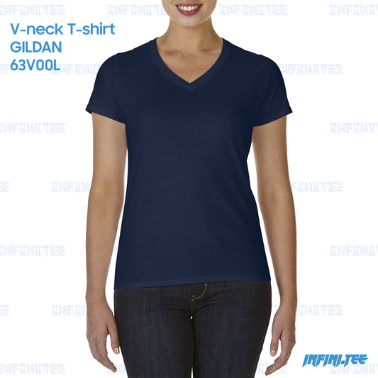 Ladies V-NECK T-shirt 63V00L GILDAN - NAVY