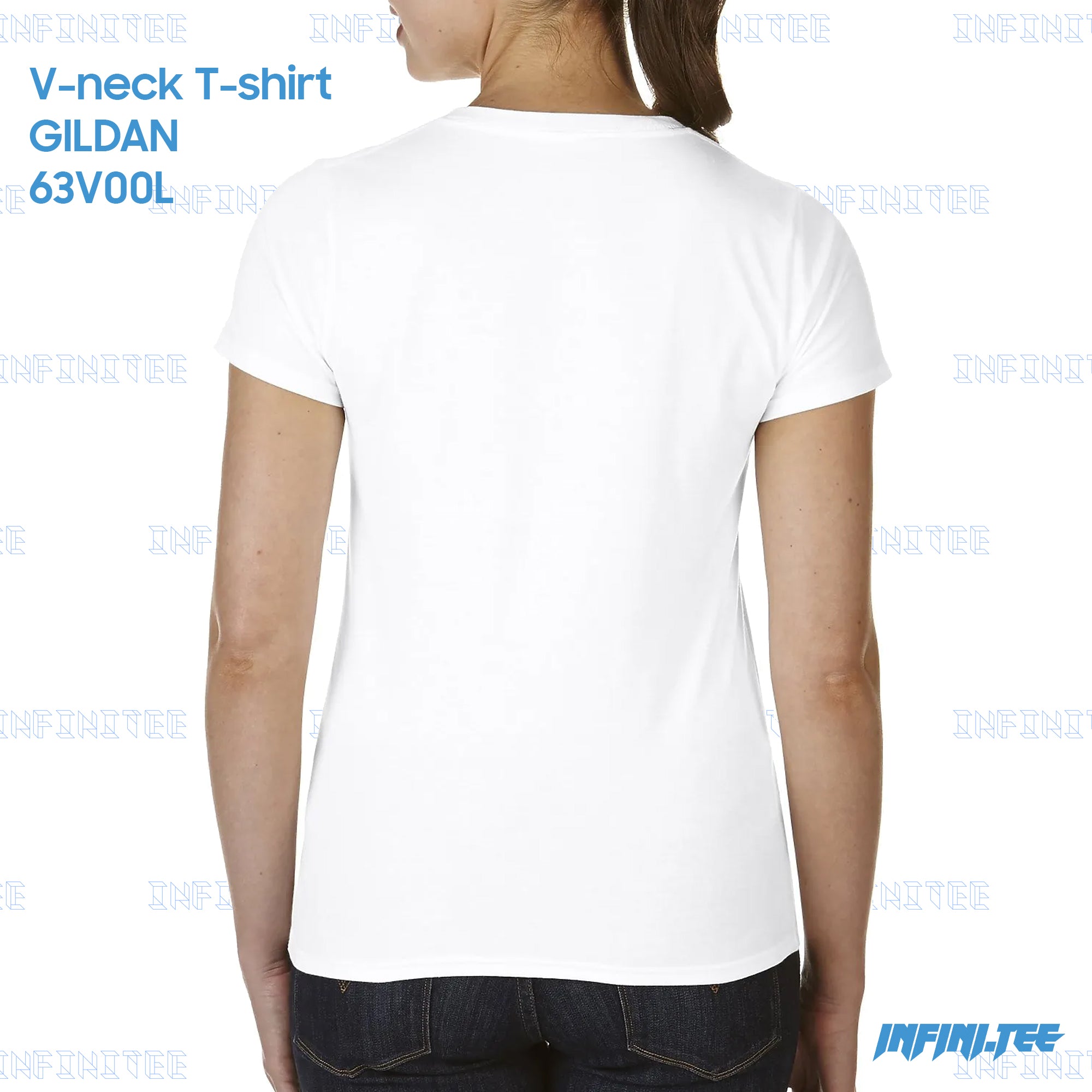 Ladies V-NECK T-shirt 63V00L GILDAN - WHITE