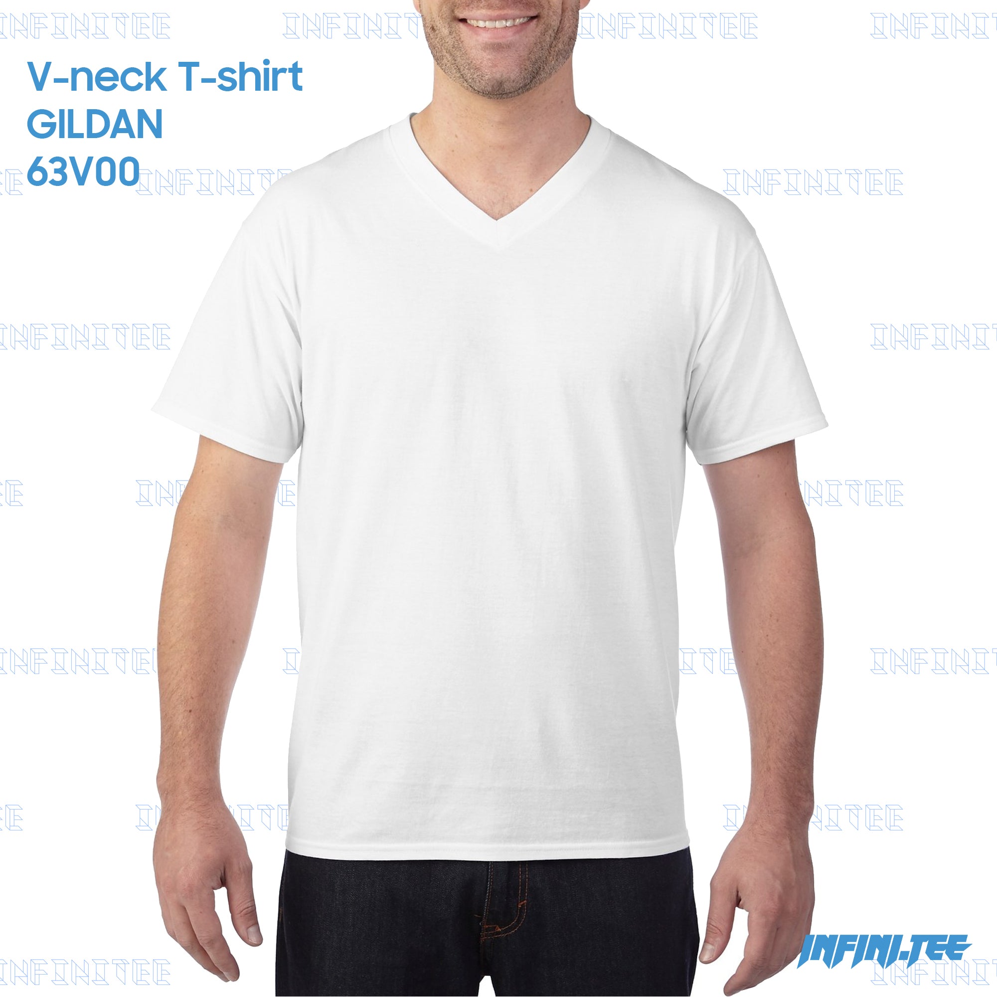 V-NECK T-shirt 63V00 GILDAN - WHITE
