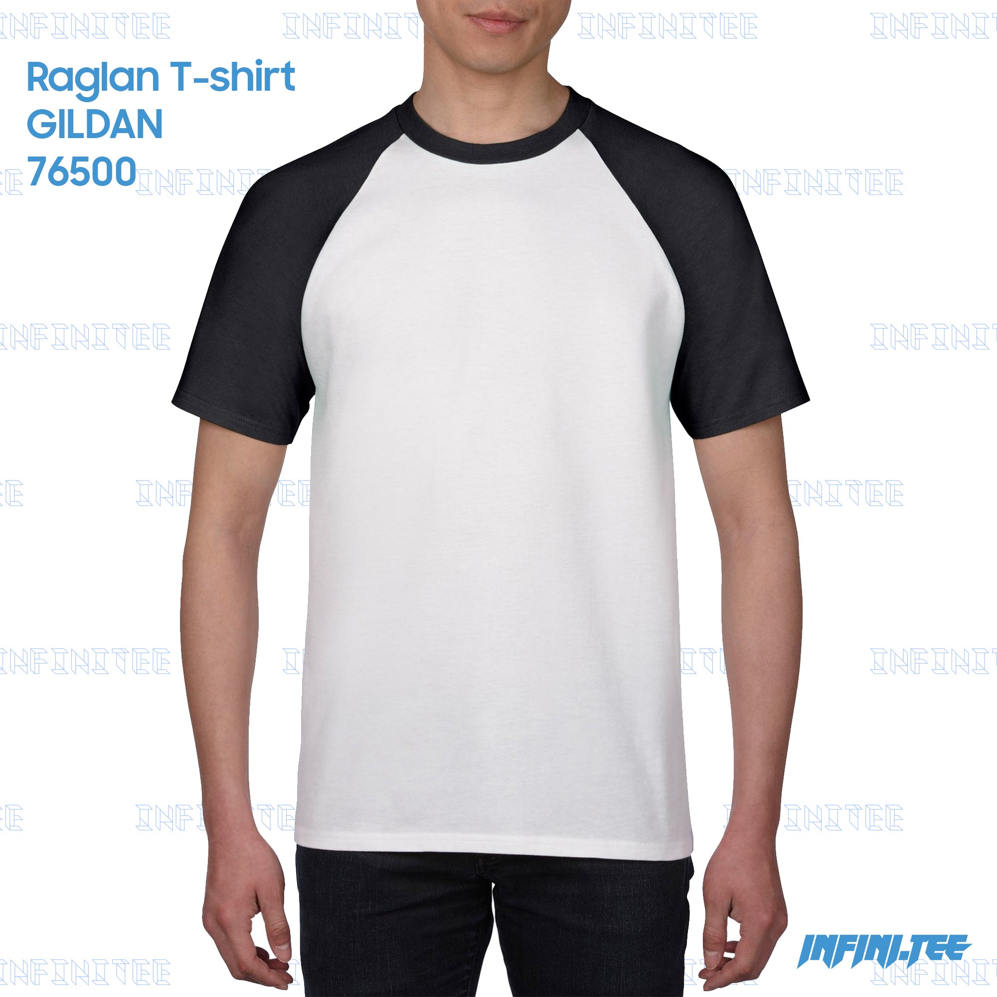 RAGLAN T-shirt 76500 GILDAN - WHITE/BLACK