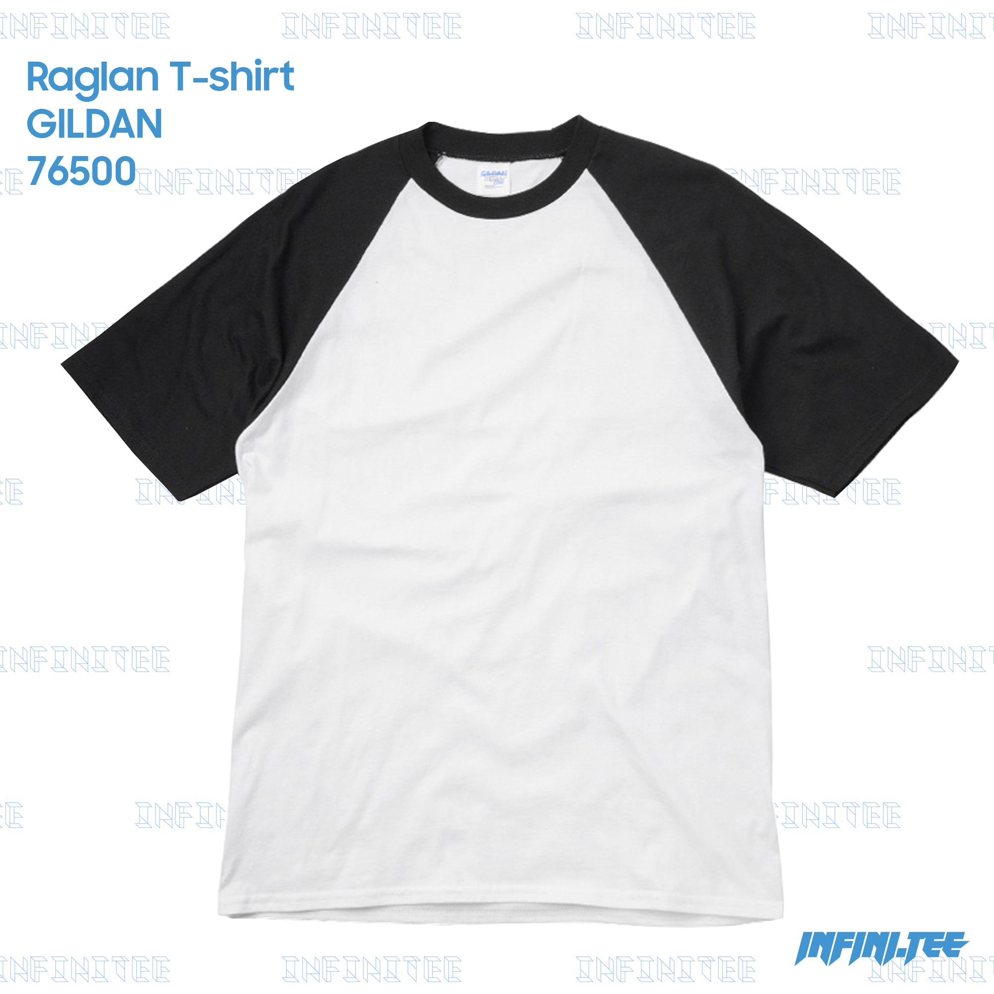 RAGLAN T-shirt 76500 GILDAN - WHITE/BLACK