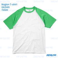 RAGLAN T-shirt 76500 GILDAN - WHITE/IRISH GREEN