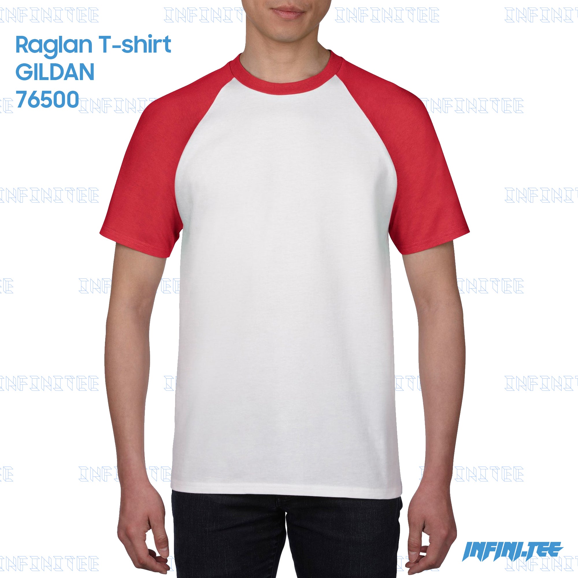 RAGLAN T-shirt 76500 GILDAN - WHITE/RED