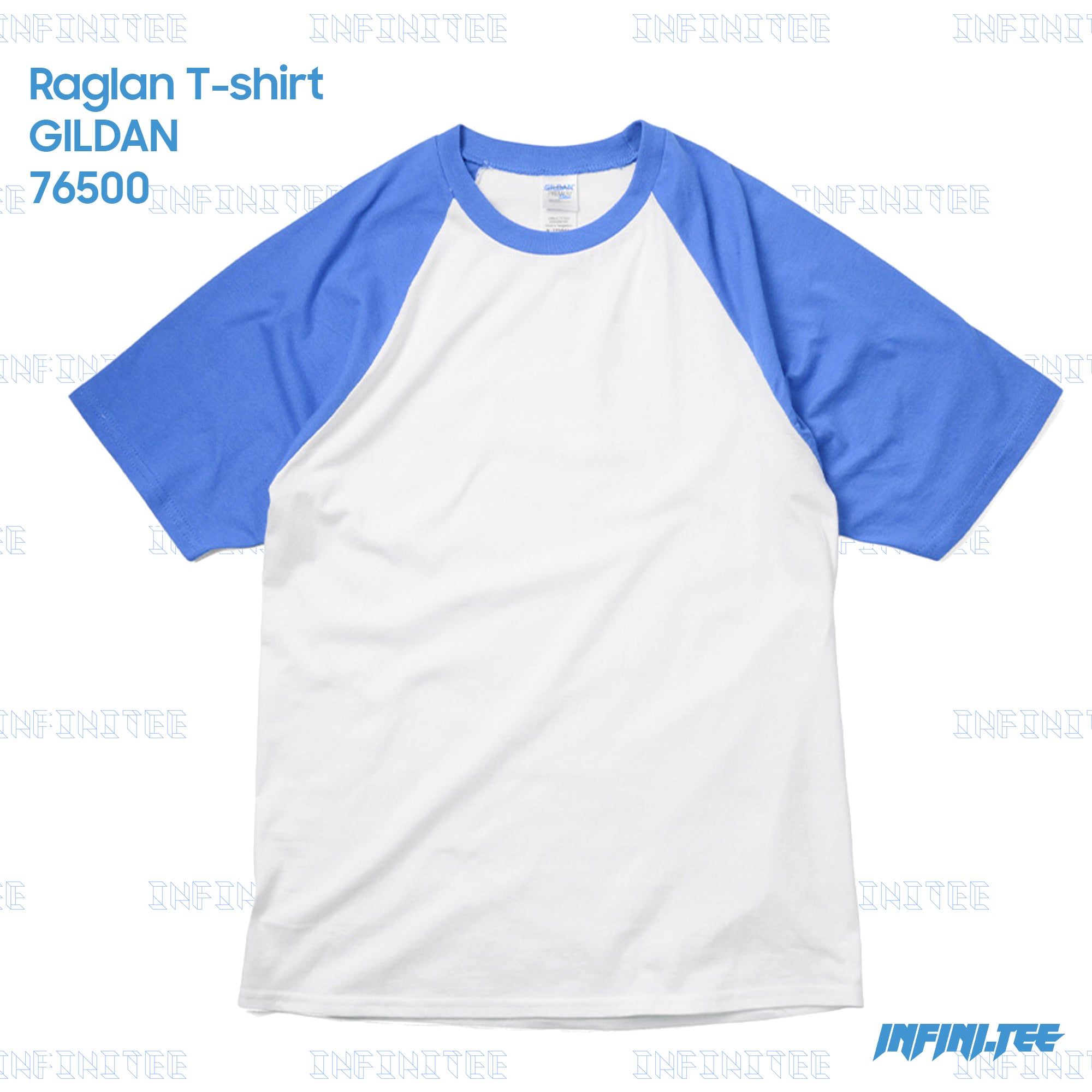 RAGLAN T-shirt 76500 GILDAN - WHITE/ROYAL