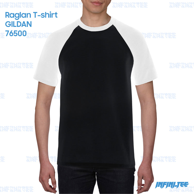 RAGLAN T-shirt 76500 GILDAN - BLACK/WHITE