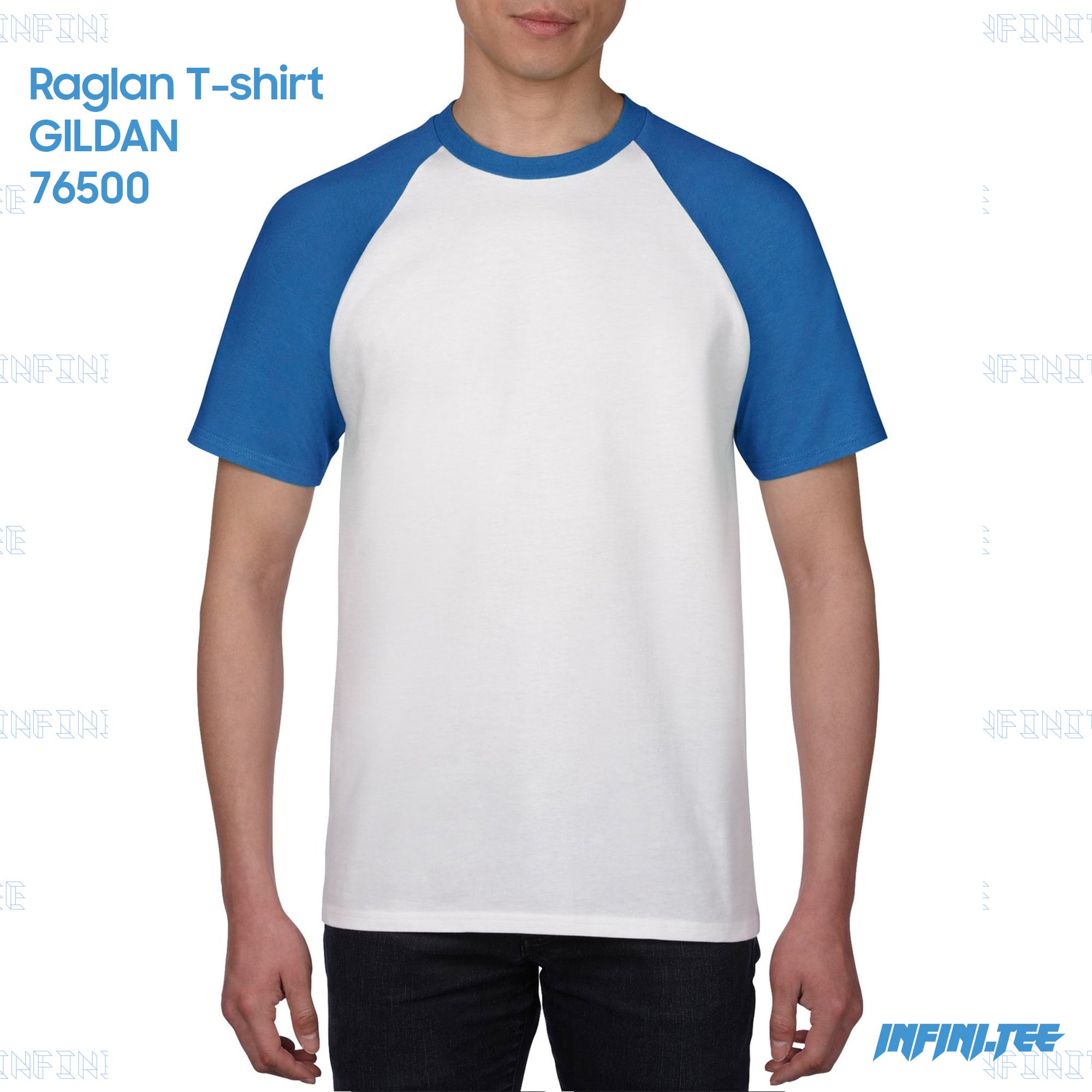 RAGLAN T-shirt 76500 GILDAN - WHITE/ROYAL