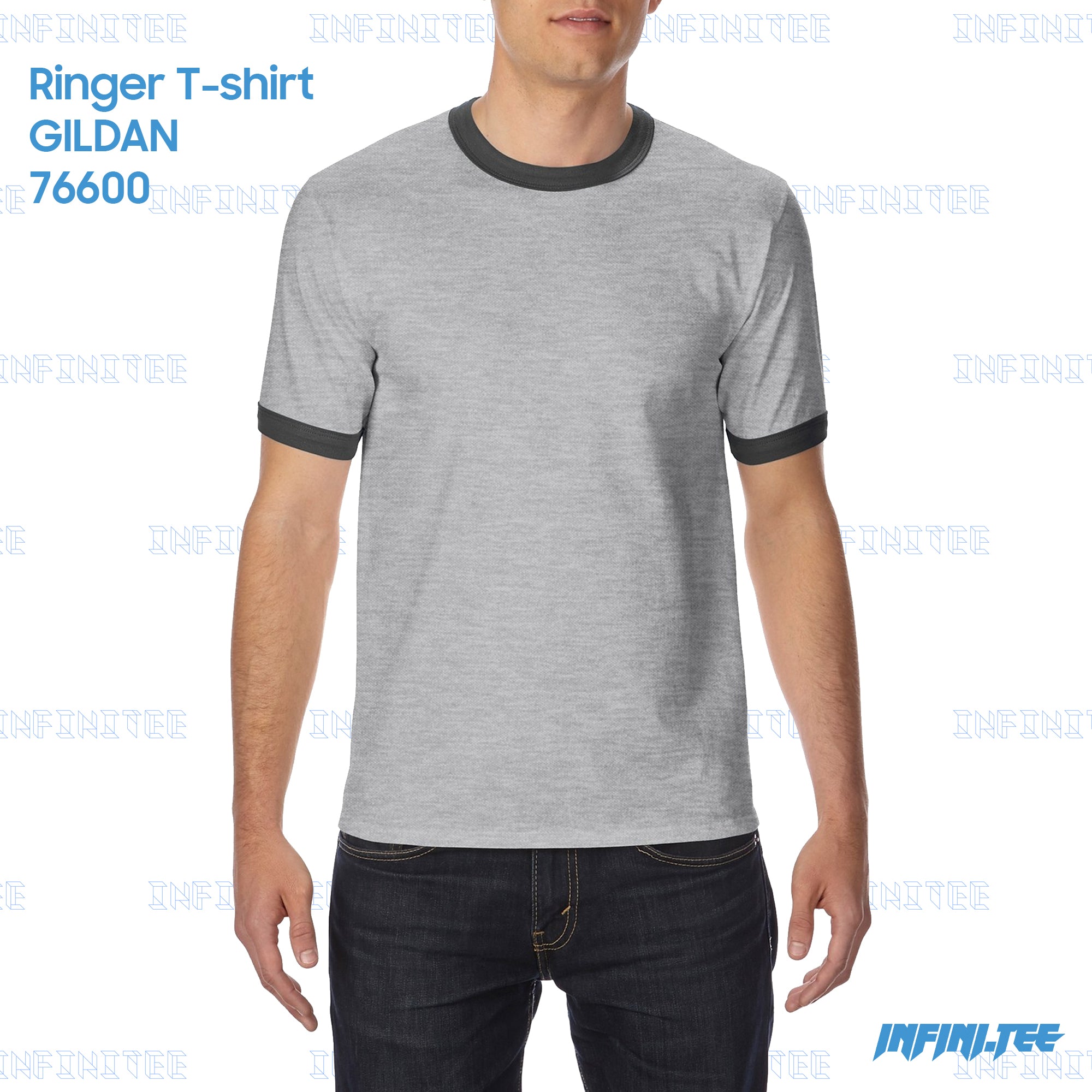RINGER T-shirt 76600 GILDAN - SP GREY