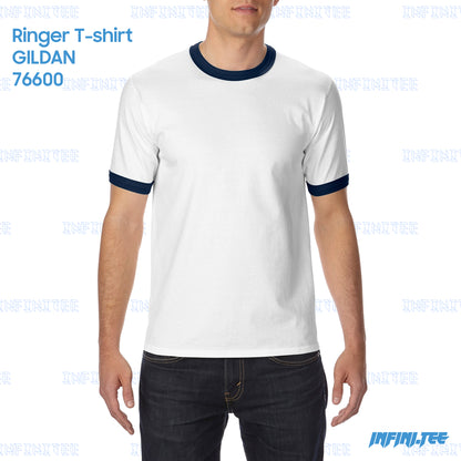 RINGER T-shirt 76600 GILDAN - WHITE/NAVY