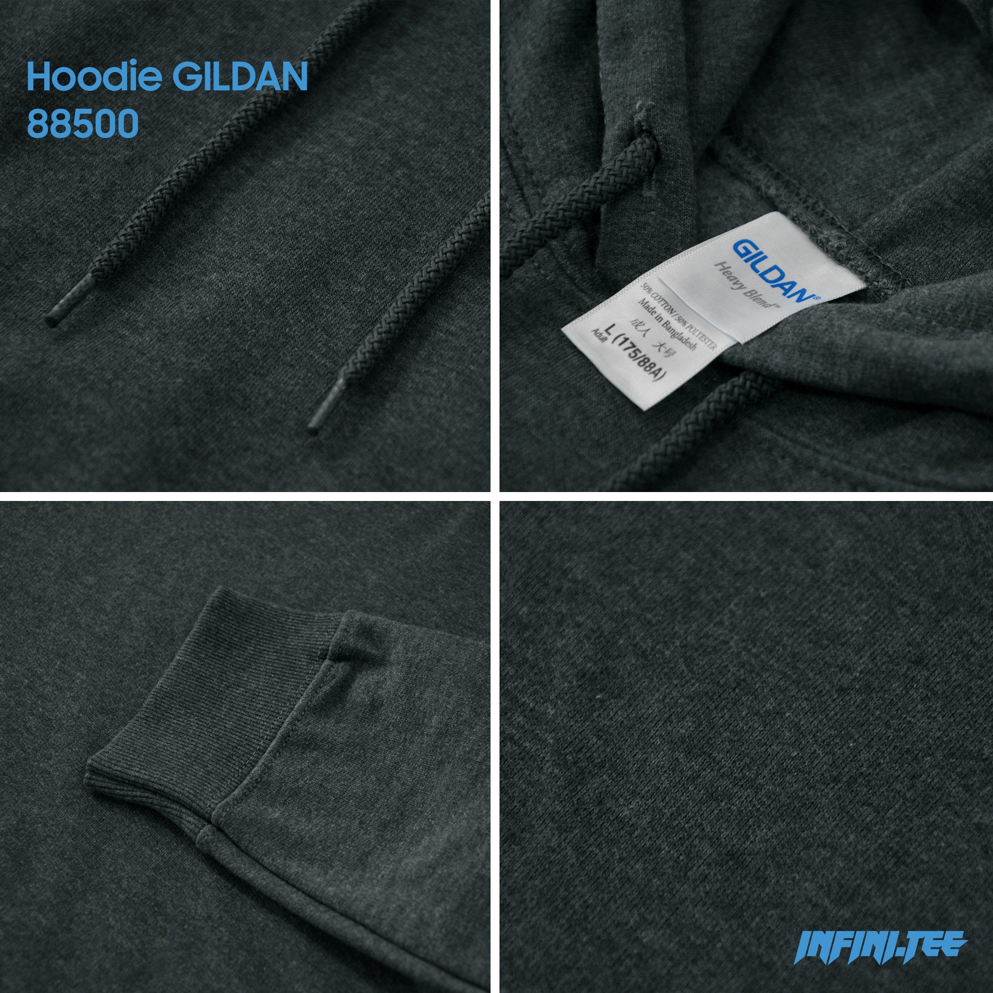 HOODIE 88500 GILDAN - DARK HEATHER