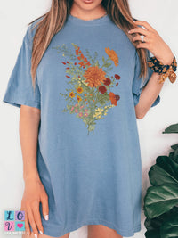 Trendy Aesthetic Garden Flower Tshirt, Comfort Colors® 1717, Oversized Tee