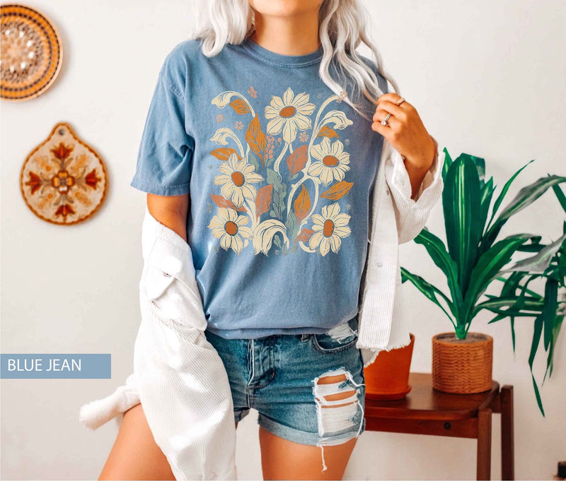 Flowers Tshirt Boho, Comfort Colors® 1717, Oversized Tee