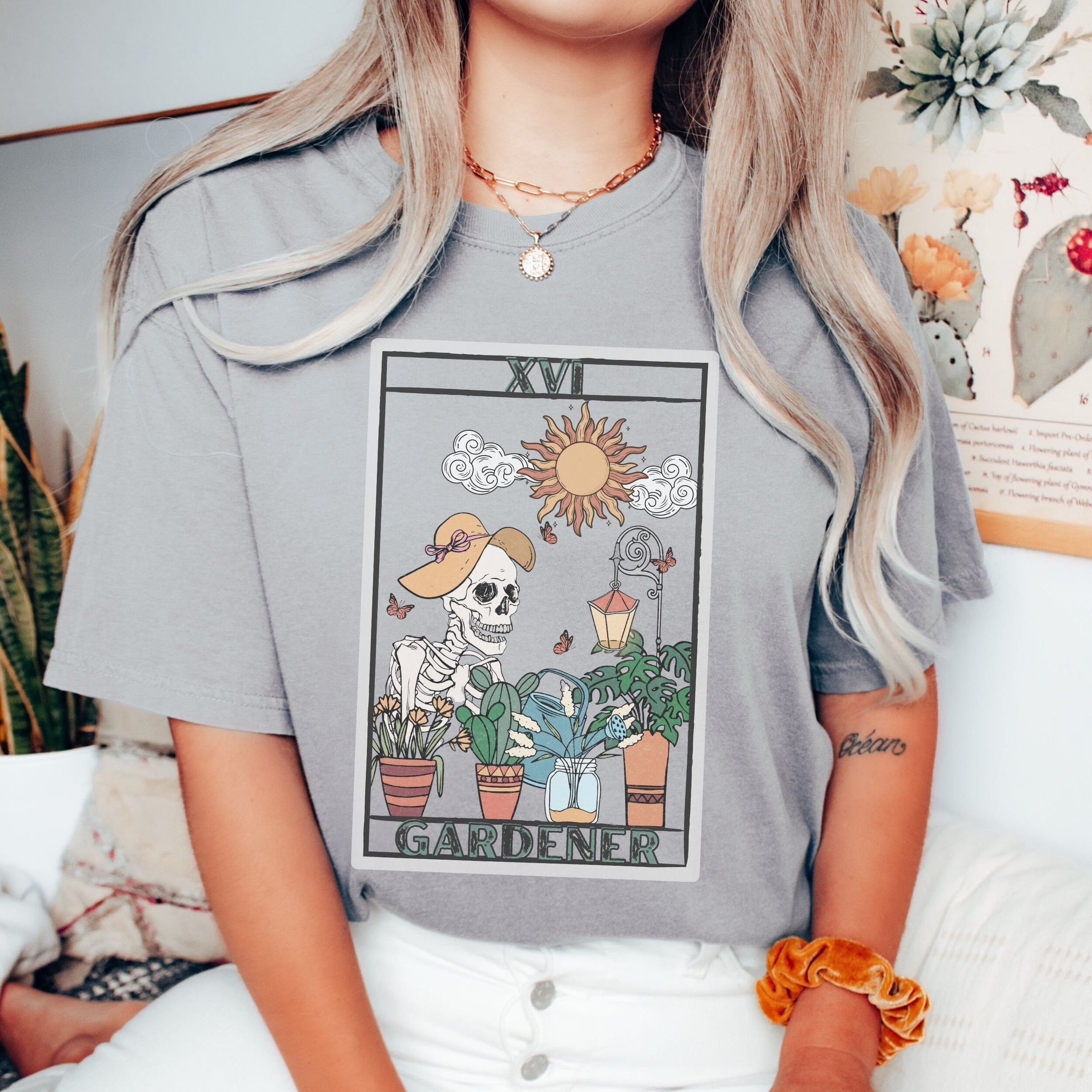 Gardener Skeleton Shirt, Comfort Colors® 1717, Oversized Tee