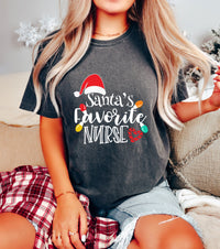 christmas Santa's Nurse shirt, Comfort Colors® 1717, Oversized Tee