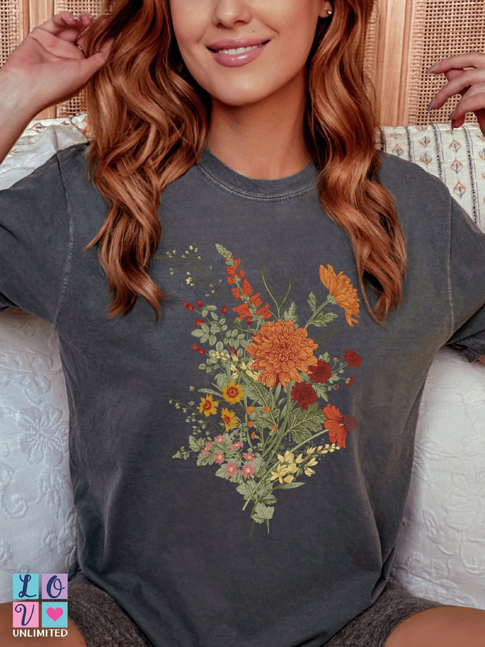 Trendy Aesthetic Garden Flower Tshirt, Comfort Colors® 1717, Oversized Tee