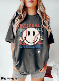 Retro Baseball Shirt, Comfort Colors® 1717, Oversized Tee