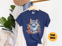 Floral Cat Tee, Comfort Colors® 1717, Oversized Tee