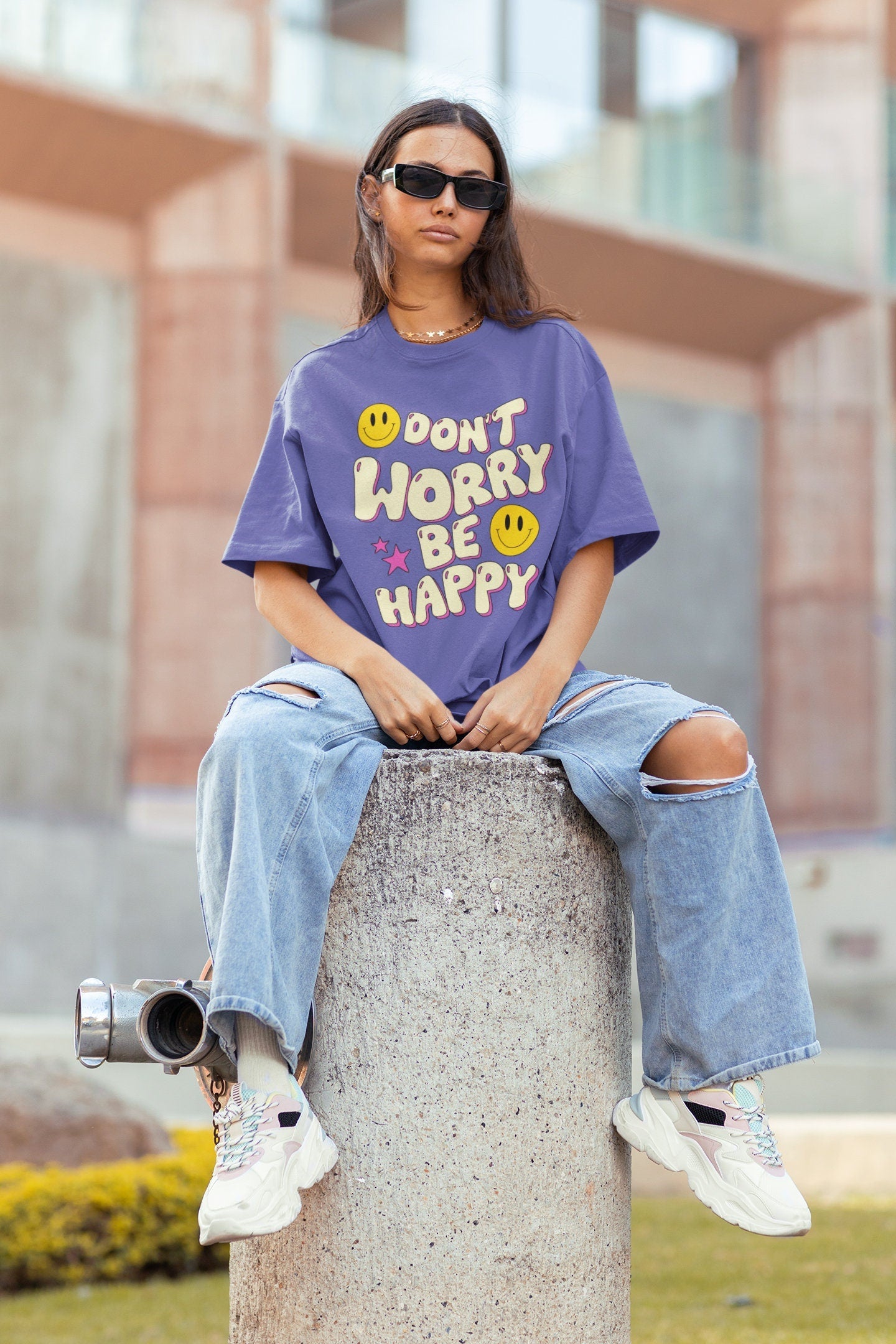 Don't Worry Be Happy Tee, Comfort Colors® 1717, Oversized Tee
