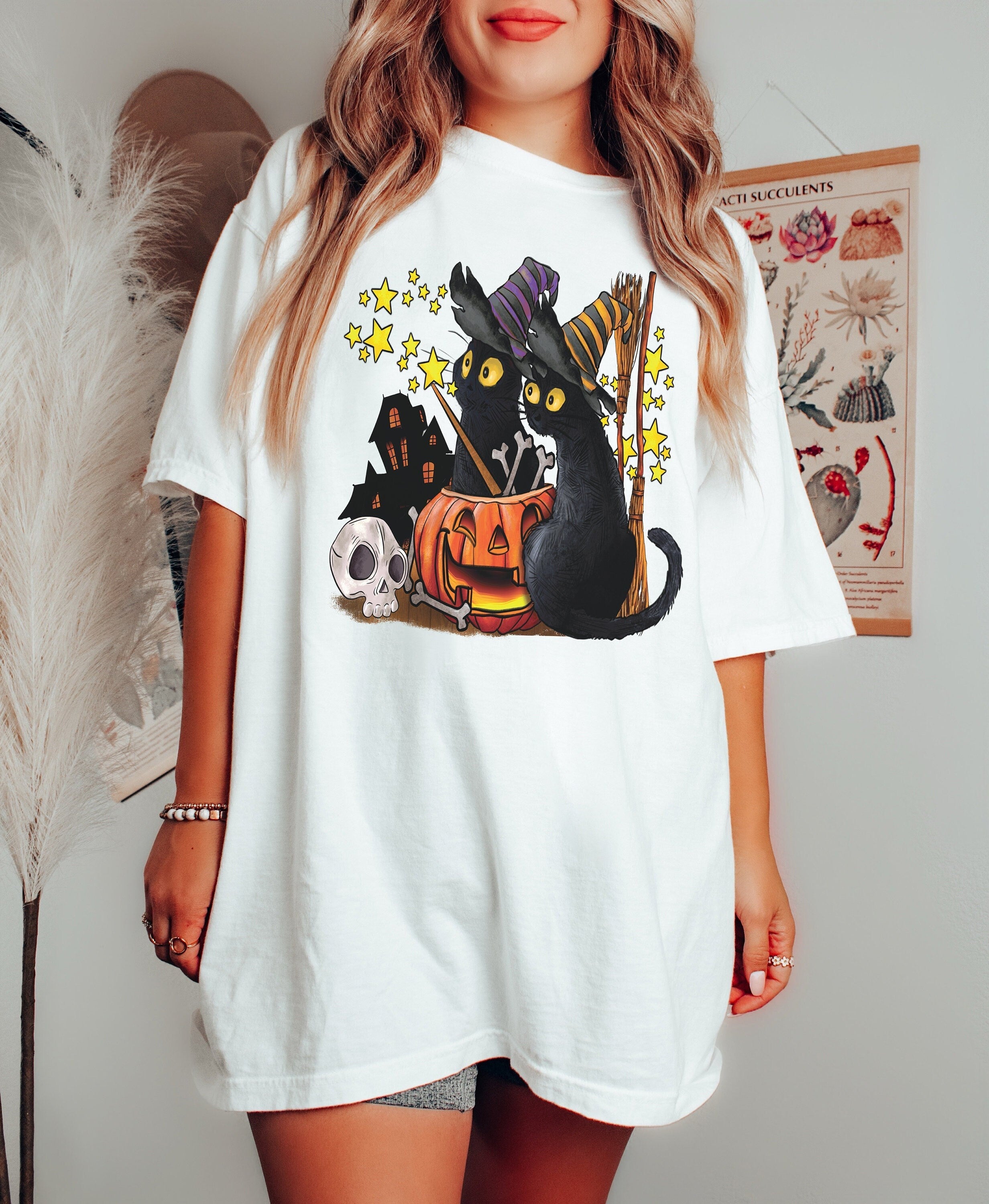 Black Cat Shirt, Comfort Colors® 1717, Oversized Tee