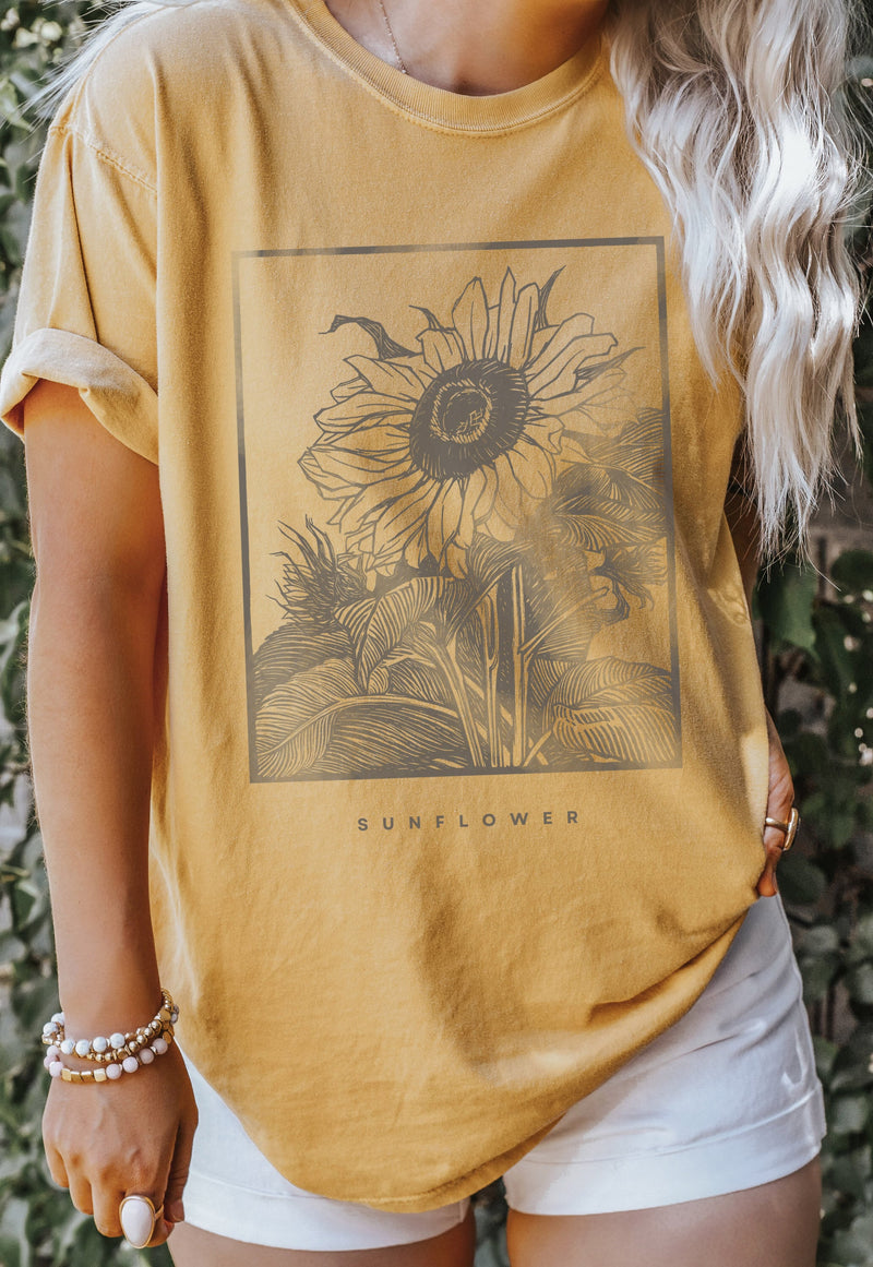Sunflower Tshirt, Comfort Colors® 1717, Oversized Tee