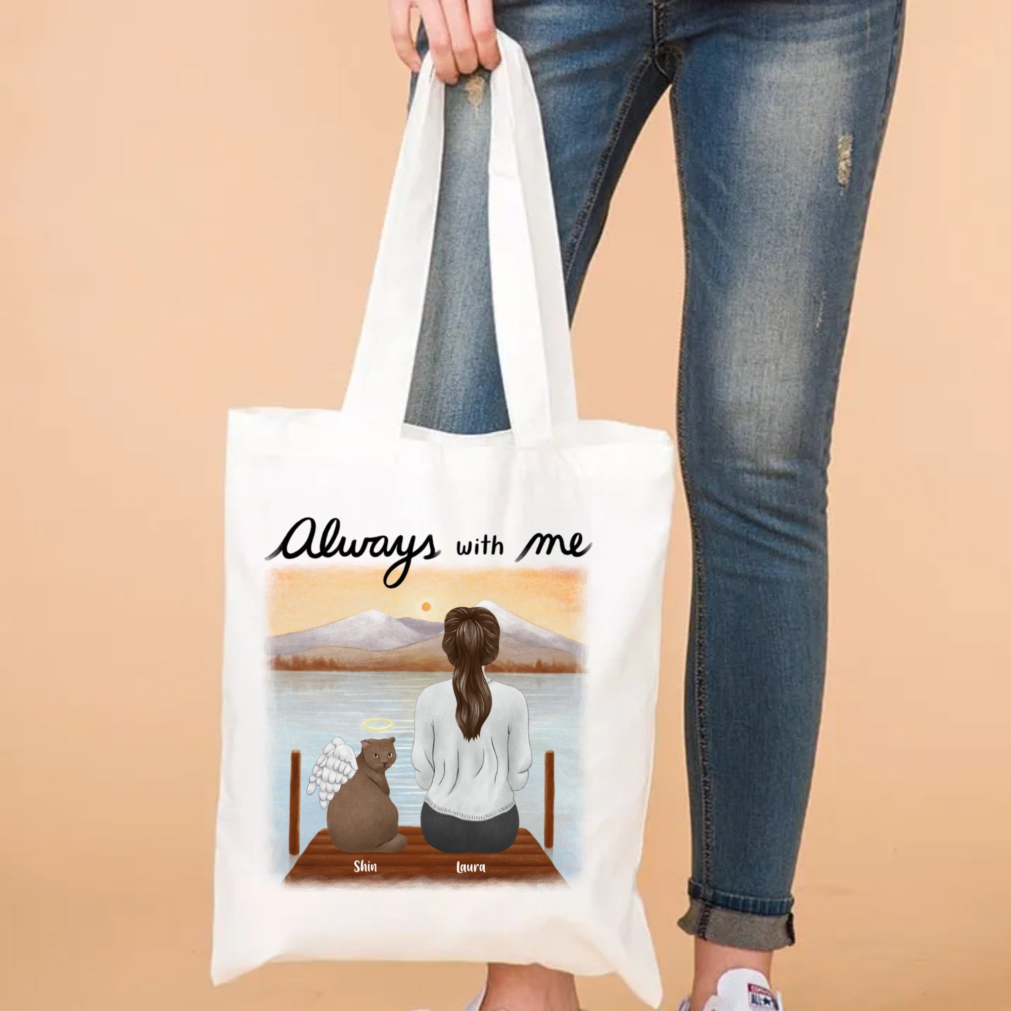 Basic Eco Bag Custom, Cat / Always with me, Valentine Gifts