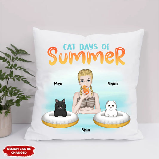 Eco Pillow Artwork - Cat days of summer - Female Frontal - Full Color