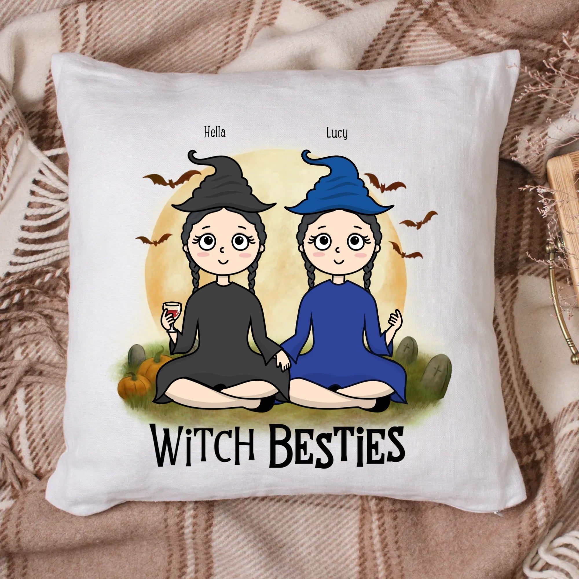 Eco Pillow Custom - Witch besties - Kawaii style (Woman)