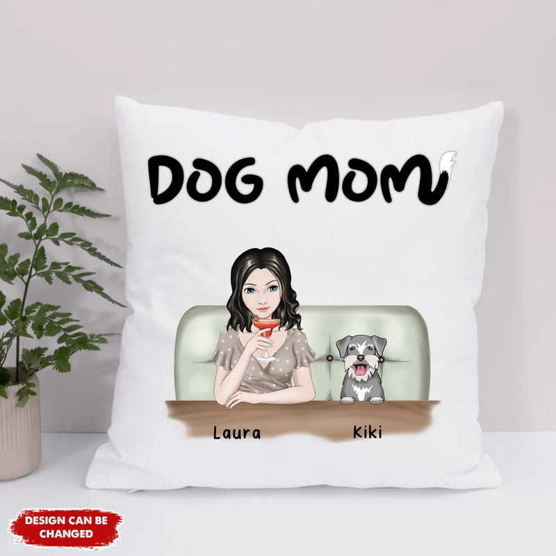 Eco Pillow Artwork - Dog Mom - Frontal full color - Female 4 dogs