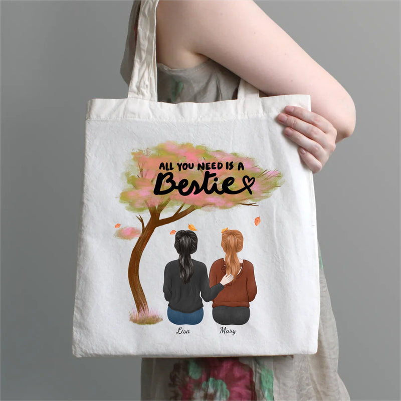 Eco Bag Custom Art - All you need is a bestie - woman (Back)