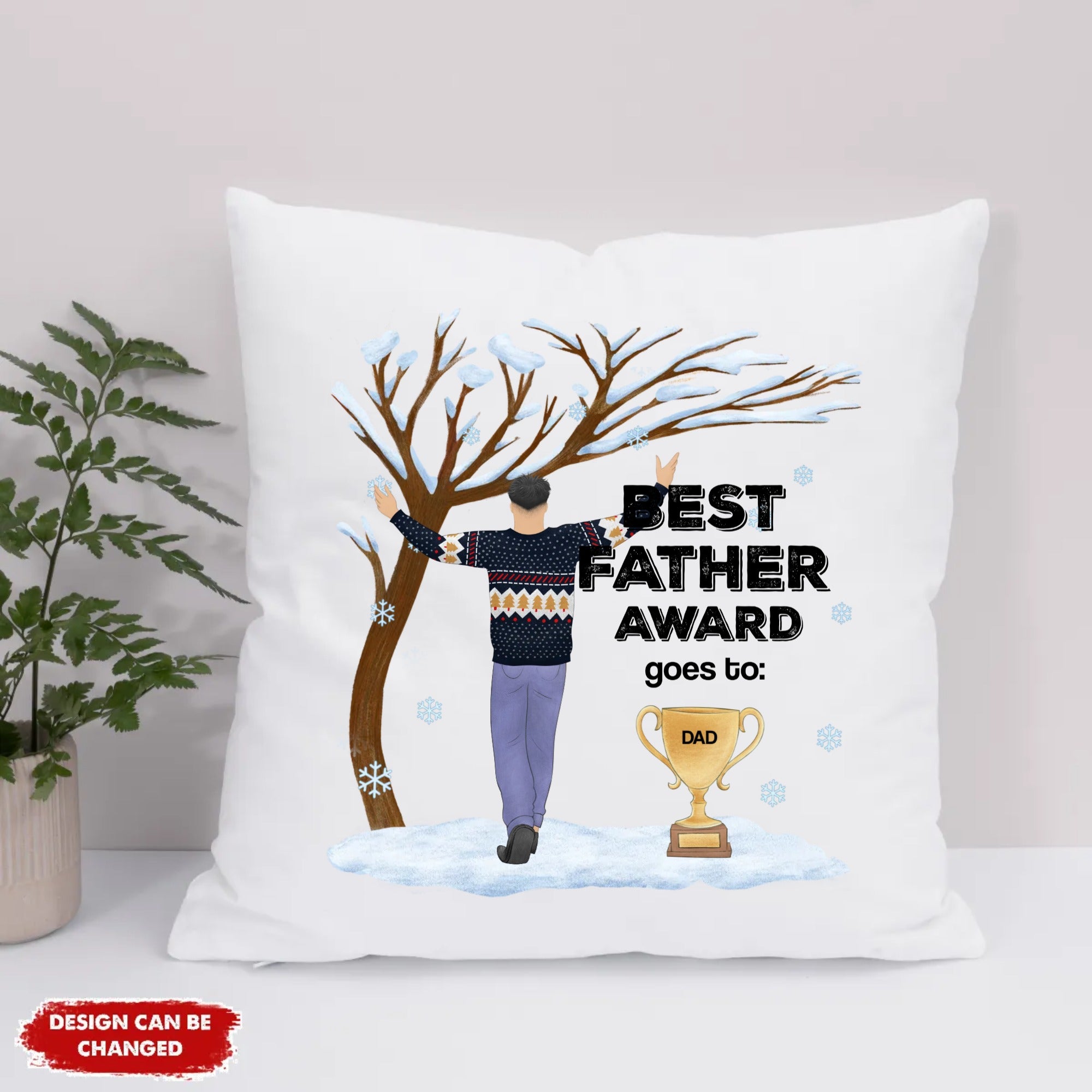 Eco Pillow Artwork - Best father award - Pencil Back (Standing) - Christmas