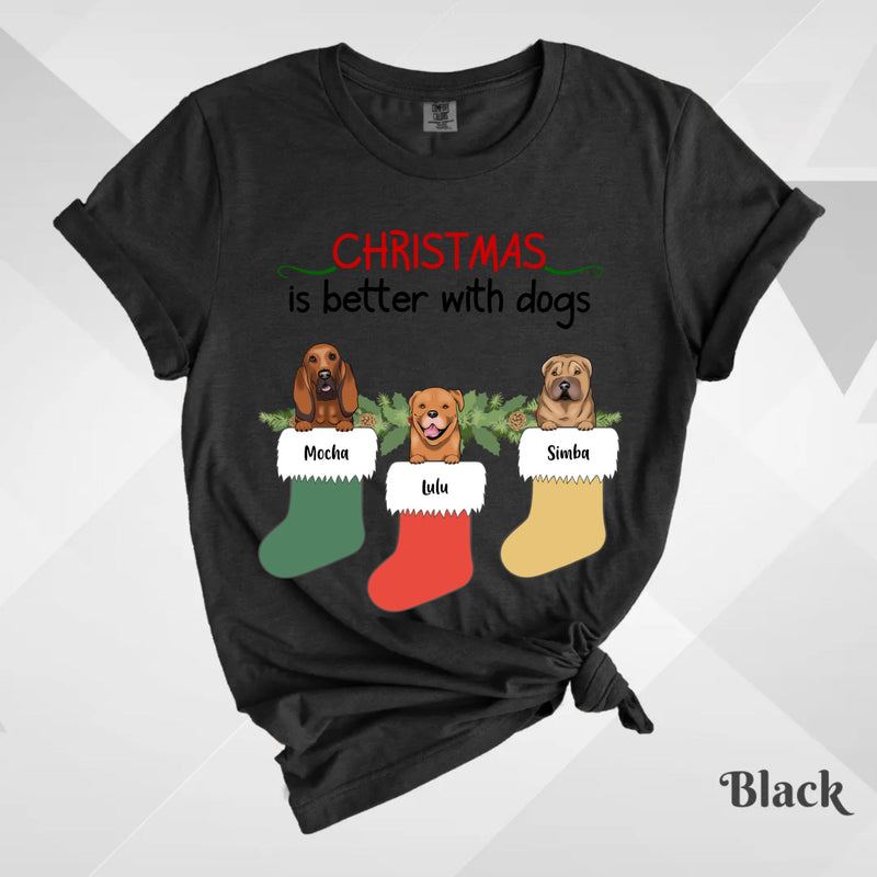 Custom T-Shirt, Comfort Colors® 1717  - Christmas Is Better With Dogs