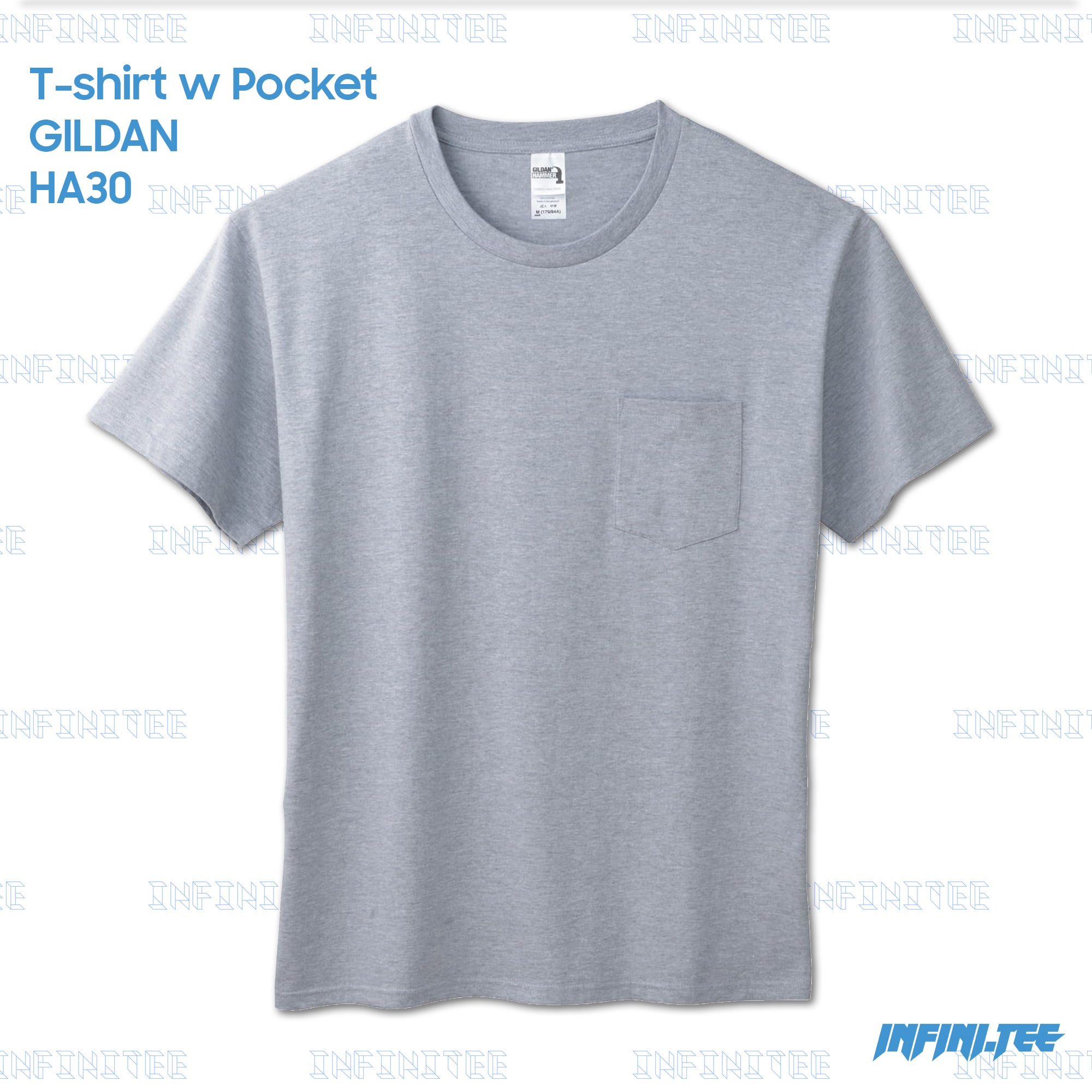 T-SHIRT w POCKET HA30 GILDAN - SP GREY