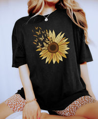Sunflower And Butterfly T-Shirt, Comfort Colors® 1717, Oversized Tee