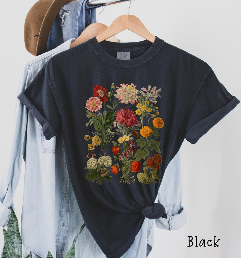 Vintage Botanical Flowers, Comfort Colors® 1717, Oversized Tee